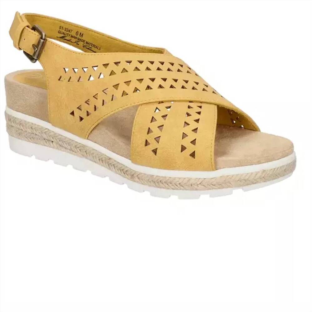 NEW BELLA-VITA SHOES SHOP women's cosette espadrille wedge sandals in yellow